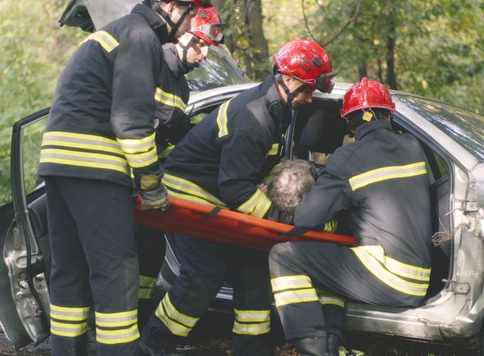 Emergency crews responding to a serious car accident